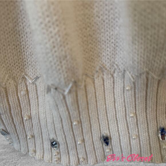 Reference Point Ladies Cream Knitted Sweater Cardigan With Beads Size 2X - Picture 8 of 16